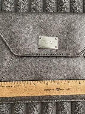 Michael Kors Silver Saffiano Tablet Sleeve with Logo Plate